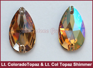 Swarovski 3230 Sew On Pear Light Colorado Topaz Shimmer